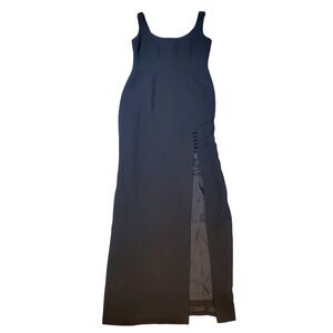 Vtg Nicole Miller New York Black Crepe Maxi Gown Sz 8 Union Made in USA 90s Y2K